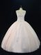 Hot Selling Pink Lace Up V-neck Beading 15 Quinceanera Dress Tulle Sleeveless
