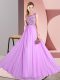 Chiffon Sleeveless Floor Length Bridesmaid Dress and Beading and Appliques