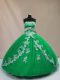 Dynamic Green Ball Gowns Appliques 15th Birthday Dress Lace Up Tulle Sleeveless Floor Length