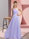 Empire Prom Gown Lavender Scoop Chiffon Sleeveless Floor Length Backless