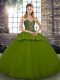 Attractive Ball Gowns Ball Gown Prom Dress Olive Green Sweetheart Tulle Sleeveless Floor Length Lace Up