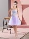 Lavender A-line Beading Prom Party Dress Zipper Tulle Sleeveless Mini Length