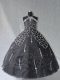 Beading Quince Ball Gowns Black Lace Up Sleeveless Floor Length