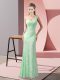 Superior Apple Green One Shoulder Neckline Beading and Lace Evening Dress Sleeveless Criss Cross