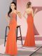 Simple Sleeveless Chiffon Floor Length Zipper Prom Party Dress in Orange Red with Beading