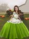 Enchanting Green Organza Lace Up Straps Sleeveless Floor Length Little Girls Pageant Gowns Embroidery