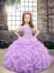 Cute Sleeveless Tulle Floor Length Lace Up Little Girls Pageant Dress Wholesale in Lavender with Beading and Ruffles