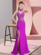 Spectacular Floor Length Column/Sheath Sleeveless Fuchsia Prom Party Dress Backless