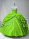 Pretty Green Long Sleeves Floor Length Beading and Appliques and Pick Ups Lace Up 15 Quinceanera Dress