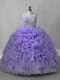 Ball Gowns Sleeveless Lavender Vestidos de Quinceanera Brush Train Lace Up