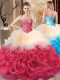 Floor Length Lace Up Vestidos de Quinceanera Red for Sweet 16 and Quinceanera with Beading and Ruffles