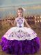 Affordable Sleeveless Embroidery and Ruffles Lace Up Kids Pageant Dress