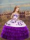 Eggplant Purple Sleeveless Floor Length Embroidery and Ruffled Layers Lace Up Girls Pageant Dresses