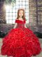 New Arrival Red Organza Lace Up Pageant Dress for Teens Sleeveless Floor Length Beading and Ruffles