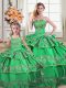 Ruffled Layers Vestidos de Quinceanera Green Lace Up Sleeveless Floor Length