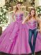 Sumptuous Lilac Ball Gown Prom Dress Sweet 16 and Quinceanera with Beading Sweetheart Sleeveless Lace Up