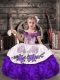 Purple Ball Gowns Off The Shoulder Sleeveless Organza Floor Length Lace Up Beading and Embroidery and Ruffles Little Girls Pageant Dress Wholesale