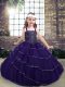 Purple Tulle Lace Up Straps Sleeveless Floor Length Pageant Dresses Beading