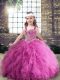 Floor Length Lilac Little Girl Pageant Gowns Tulle Sleeveless Beading