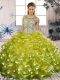 Ball Gowns 15 Quinceanera Dress Olive Green Scoop Organza Sleeveless Floor Length Lace Up