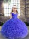 Lovely Sleeveless Floor Length Beading and Ruching Lace Up Little Girls Pageant Gowns with Purple