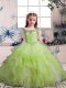 Fancy Off The Shoulder Sleeveless Lace Up Pageant Gowns For Girls Yellow Green Organza