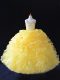 Adorable Sleeveless Organza Floor Length Zipper Kids Pageant Dress in Yellow with Beading and Ruffles and Pick Ups