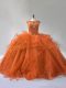 Fitting Sleeveless Brush Train Ruffles Lace Up Ball Gown Prom Dress