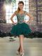 Exquisite Dark Green Ball Gowns Straps Sleeveless Tulle Mini Length Lace Up Beading and Ruffles Homecoming Dress
