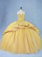 Gold Ball Gowns Beading and Appliques Vestidos de Quinceanera Lace Up Satin and Tulle Sleeveless
