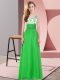 Green Sleeveless Appliques Floor Length Bridesmaid Dresses