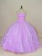 Lilac Lace Up Sweetheart Hand Made Flower Sweet 16 Dress Tulle Sleeveless