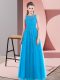 Aqua Blue Sleeveless Tulle Side Zipper Formal Dresses for Prom and Party