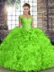 Ball Gowns Off The Shoulder Sleeveless Organza Floor Length Lace Up Beading and Ruffles Quinceanera Dress