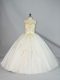 Delicate Floor Length Ball Gowns Sleeveless Champagne 15 Quinceanera Dress Lace Up