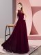 Custom Designed Sleeveless Chiffon Floor Length Zipper Formal Dresses in Burgundy with Lace