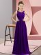 Attractive Purple Sleeveless Chiffon Zipper Quinceanera Court Dresses for Wedding Party