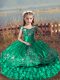Trendy Satin and Organza Sleeveless Floor Length Little Girls Pageant Gowns and Embroidery and Ruffled Layers