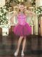 Discount Fuchsia Sleeveless Tulle Lace Up Junior Homecoming Dress for Prom and Party