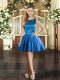 Sophisticated Blue Scoop Lace Up Appliques Evening Dress Sleeveless