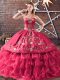 Classical Ball Gowns Sweet 16 Quinceanera Dress Red Sweetheart Satin and Organza Sleeveless Floor Length Lace Up
