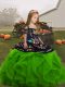 Green Sleeveless Floor Length Embroidery and Ruffles Lace Up Kids Formal Wear