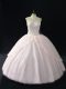 Custom Design Sleeveless Beading and Appliques Lace Up Quinceanera Dress