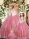 Beautiful Sleeveless Beading and Appliques Lace Up 15th Birthday Dress