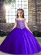 Cheap Purple Tulle Lace Up High School Pageant Dress Sleeveless Floor Length Beading