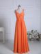 Glamorous Orange Straps Neckline Ruching Dama Dress for Quinceanera Sleeveless Zipper