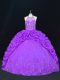Sweet Purple Lace Up Vestidos de Quinceanera Beading and Appliques and Embroidery and Pick Ups Sleeveless Floor Length