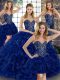 Popular Sleeveless Lace Up Floor Length Beading and Ruffles Quinceanera Dress