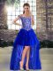Royal Blue Lace Up Off The Shoulder Beading and Lace Pageant Dress for Teens Tulle Sleeveless