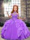 Beading and Ruffles Pageant Gowns For Girls Lavender Lace Up Sleeveless Floor Length